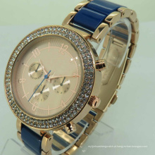Relógio de pulso de luxo tipo quartzo e material de liga com impermeável